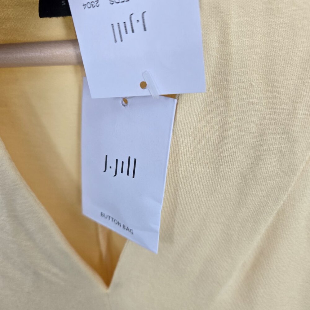 J. Jill Butter Yellow Lemonzest Rayon Big Pocket Collar V-Neck Midi Dress Small - Picture 11 of 16